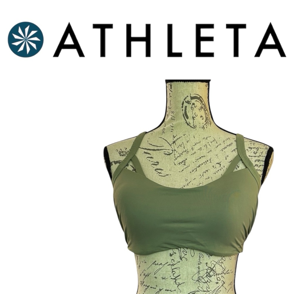 Athleta Swim Green Bikini Palm Bra Top 34D/DD Eucalyptus Olive Green
